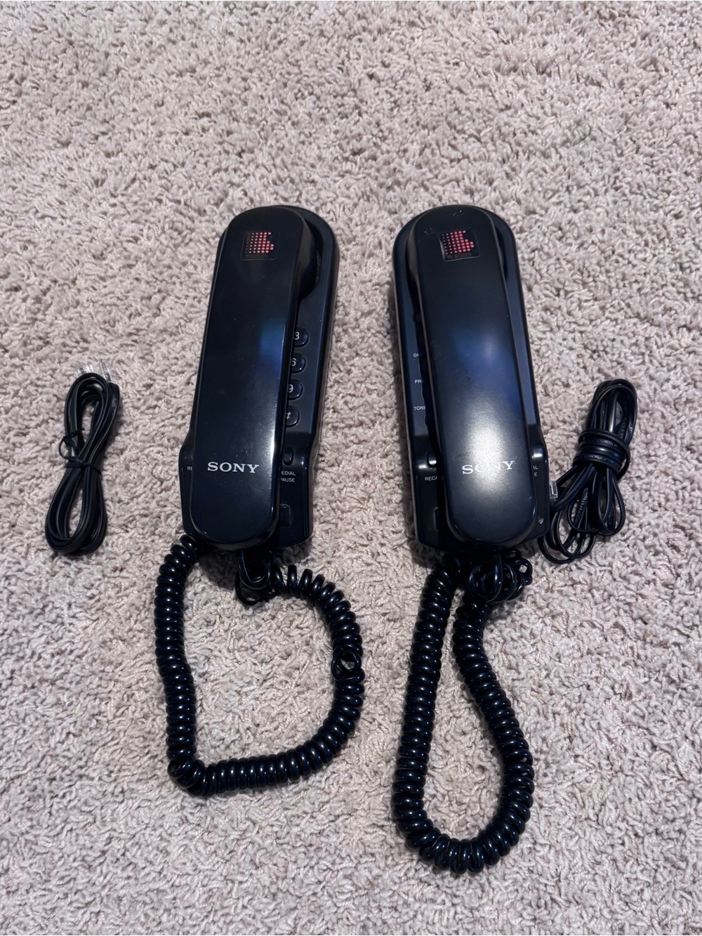 Vintage Sony Black Corded Wall Handset Phone